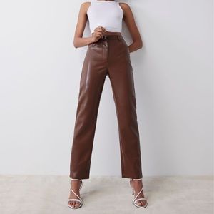 Aritzia Wilfred Melina Leather Pant in Cognac